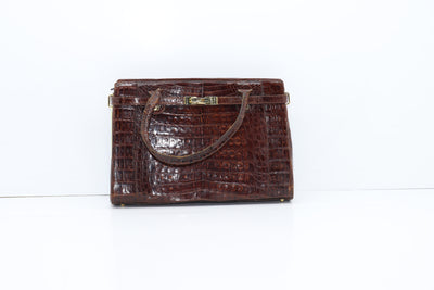Borsa Donna Usato Marrone Pitonata Vintage in Pelle