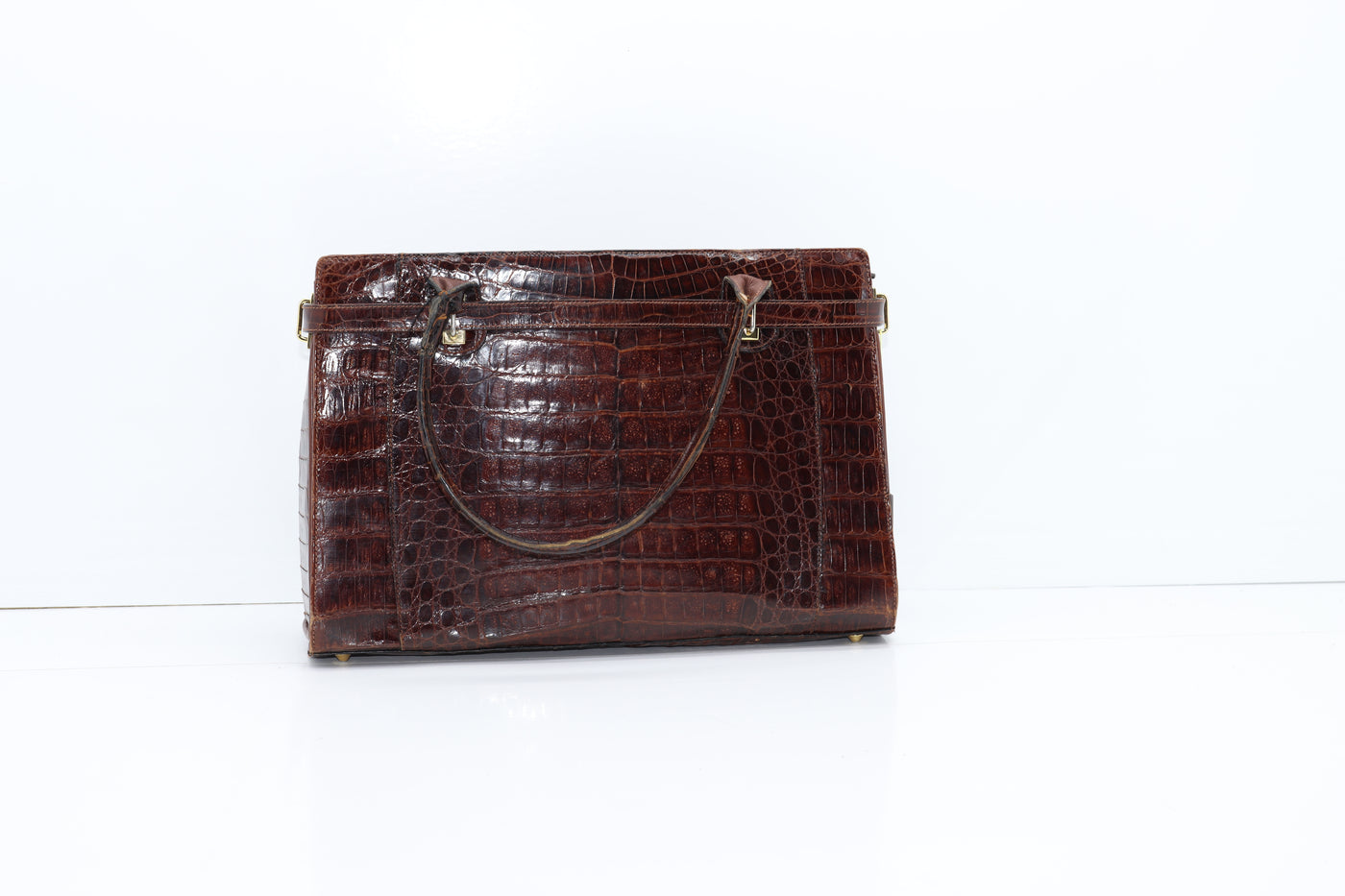 Borsa Donna Usato Marrone Pitonata Vintage in Pelle