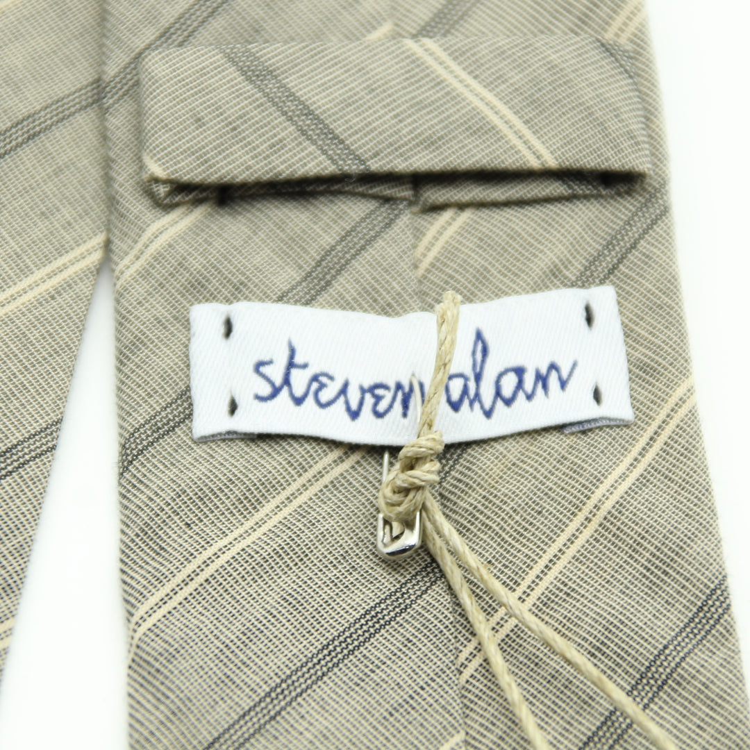 Steven Alan Cravatta Beige in Cotone Uomo Made in USA Deadstock w/Tags