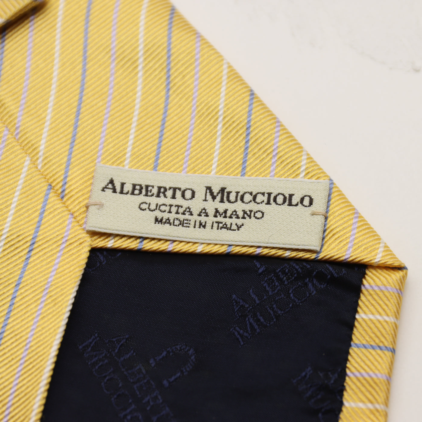 Alberto Mucciolo Cravatta Uomo Vintage Oro 100% Seta