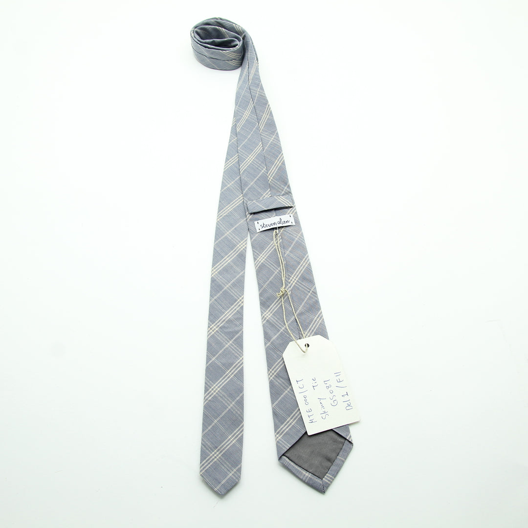 Steven Alan Cravatta Azzurro in Cotone Uomo Made in USA Deadstock w/Tags