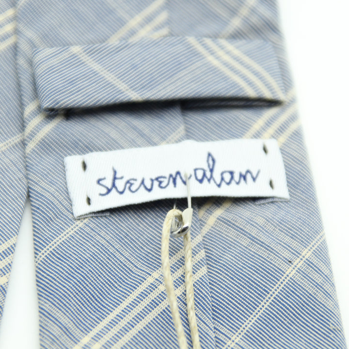 Steven Alan Cravatta Azzurro in Cotone Uomo Made in USA Deadstock w/Tags