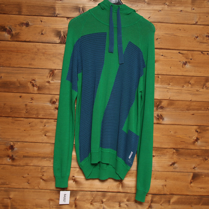 Adidas Maglione a Filo Oversize Verde e Blu Taglia L Unisex
