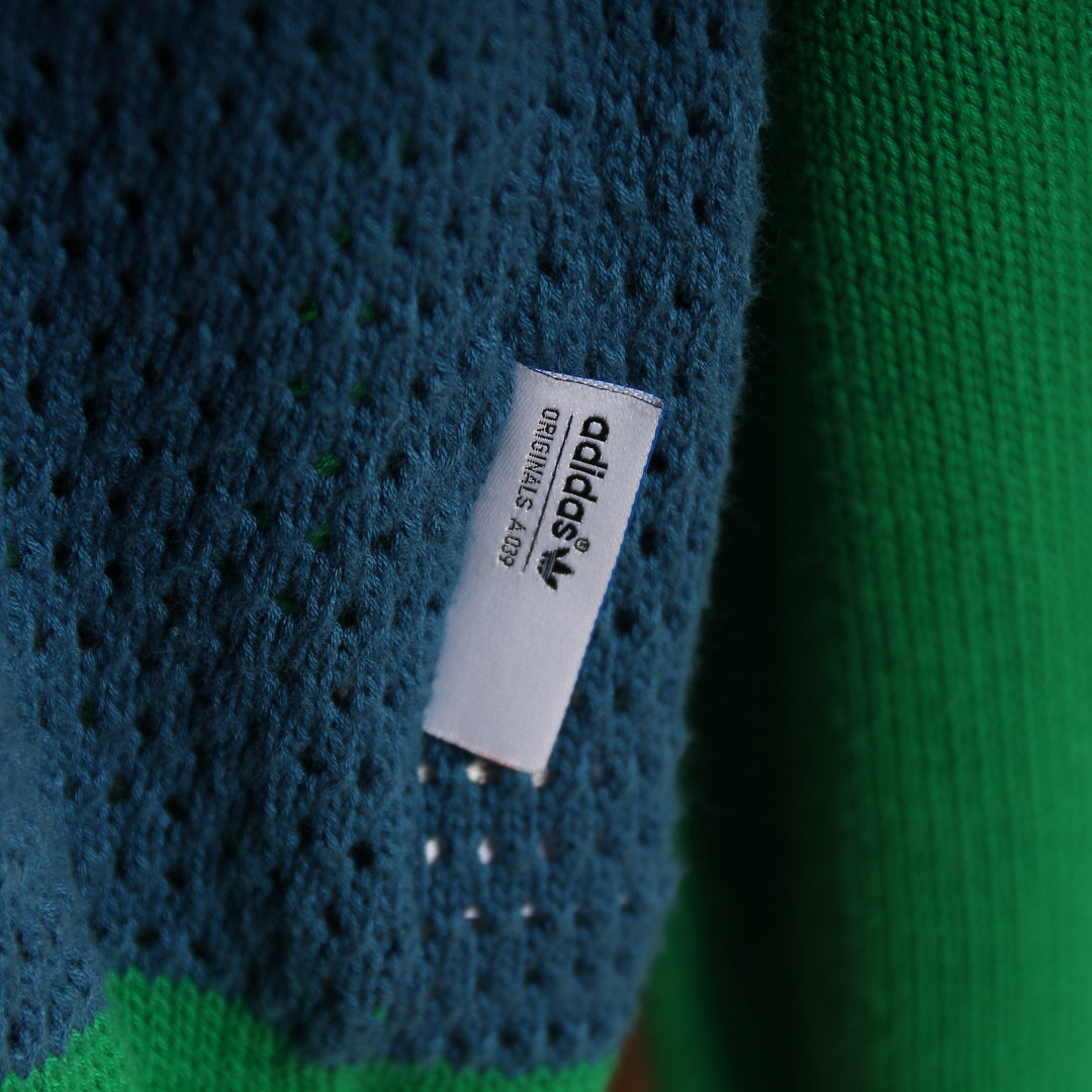 Adidas Maglione a Filo Oversize Verde e Blu Taglia L Unisex