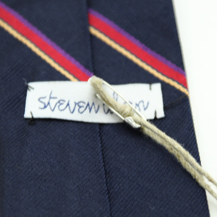 Steven Alan Cravatta Blu in Seta Uomo Made in USA Deadstock w/Tags