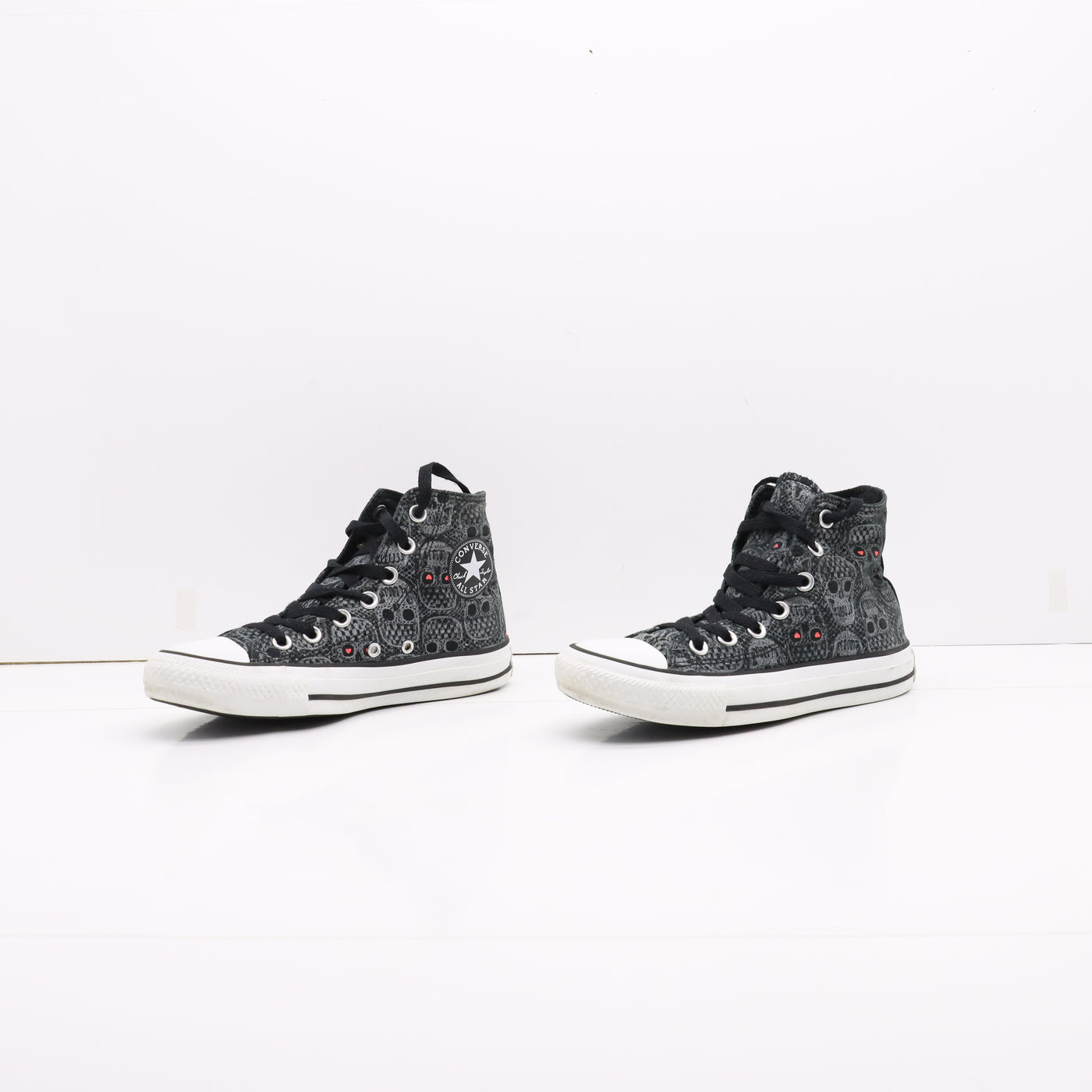 Converse All Star Alte Nero con Teschi Eur 36 Donna