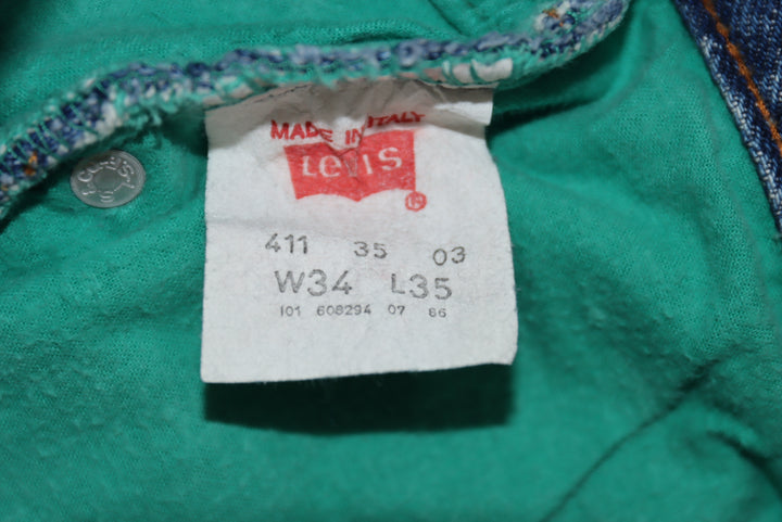 Levi's 411 Vintage Imbottito Jeans Denim W34 L35 Uomo