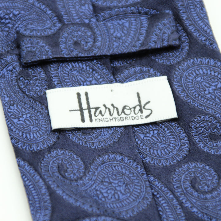 Harrods Cravatta Blu in Seta Uomo