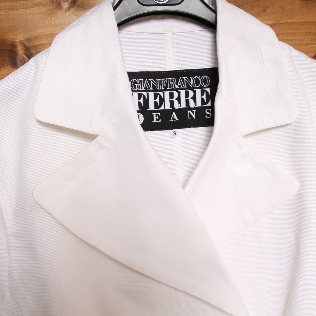Gianfranco Ferre Jeans Giacca 4 Bottoni Vintage Bianco Taglia S Donna