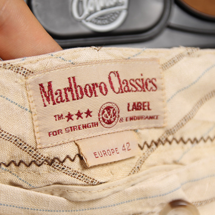 Marlboro Classic Tailleur con Pantalone Vintage Beige a Righe Taglia 44 Donna