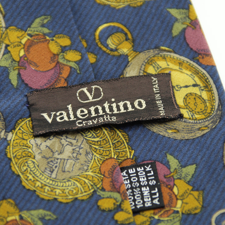 Valentino Cravatta Vintage Blu in Seta Uomo
