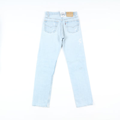 Levi's 501 Custom Jeans Denim W28 L32 Unisex Vita Alta Made in USA