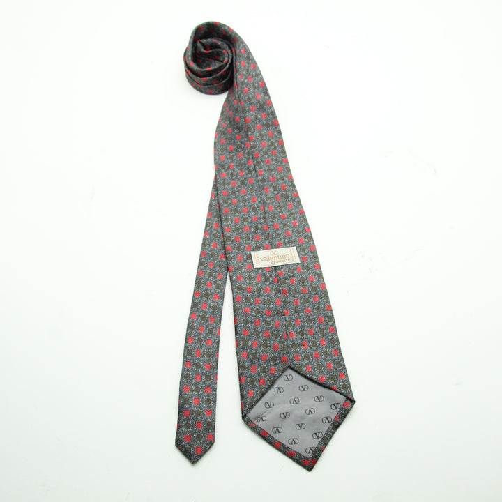 Valentino Cravatta Vintage Grigia in Seta Uomo