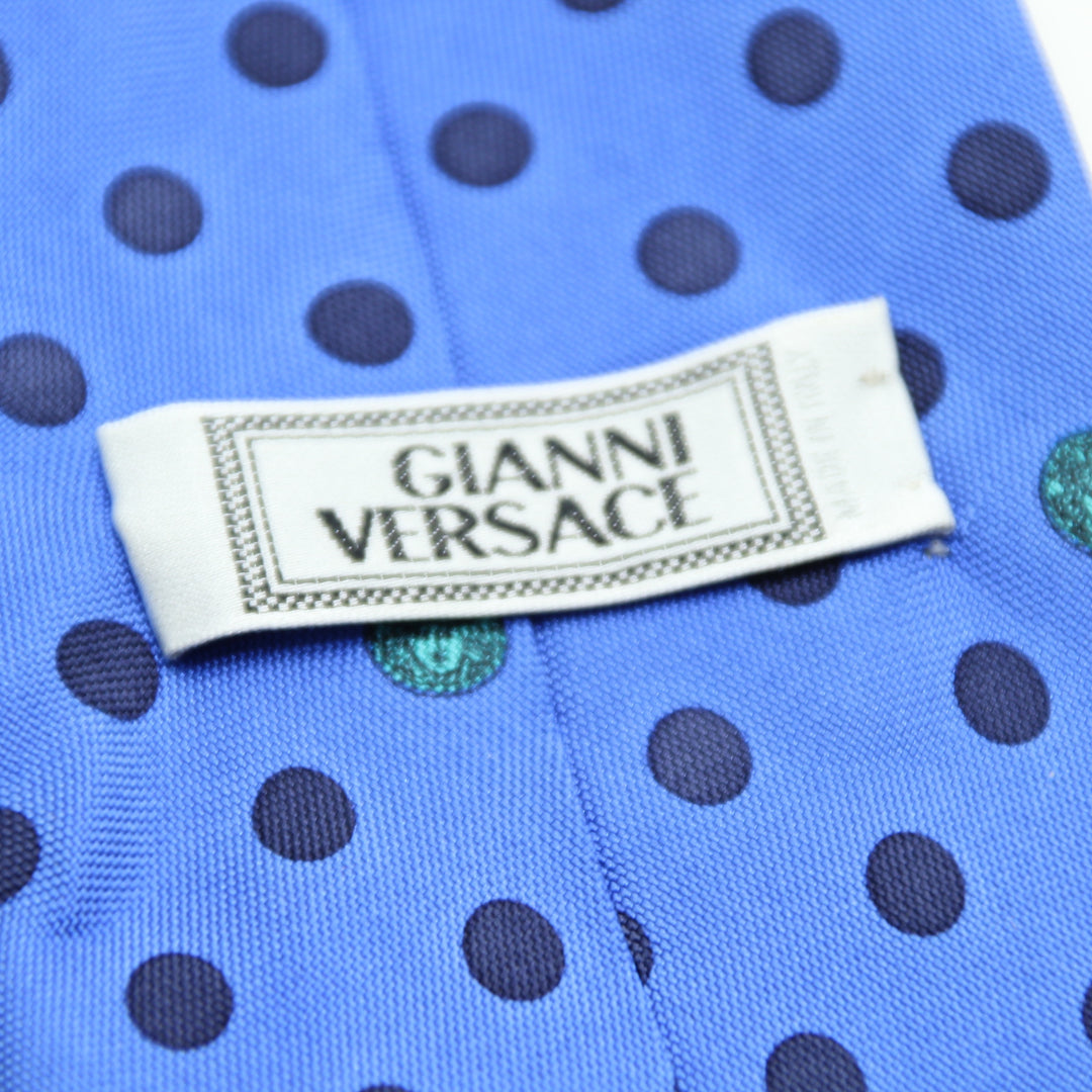 Gianni Versace Cravatta Vintage Blu in Seta Uomo