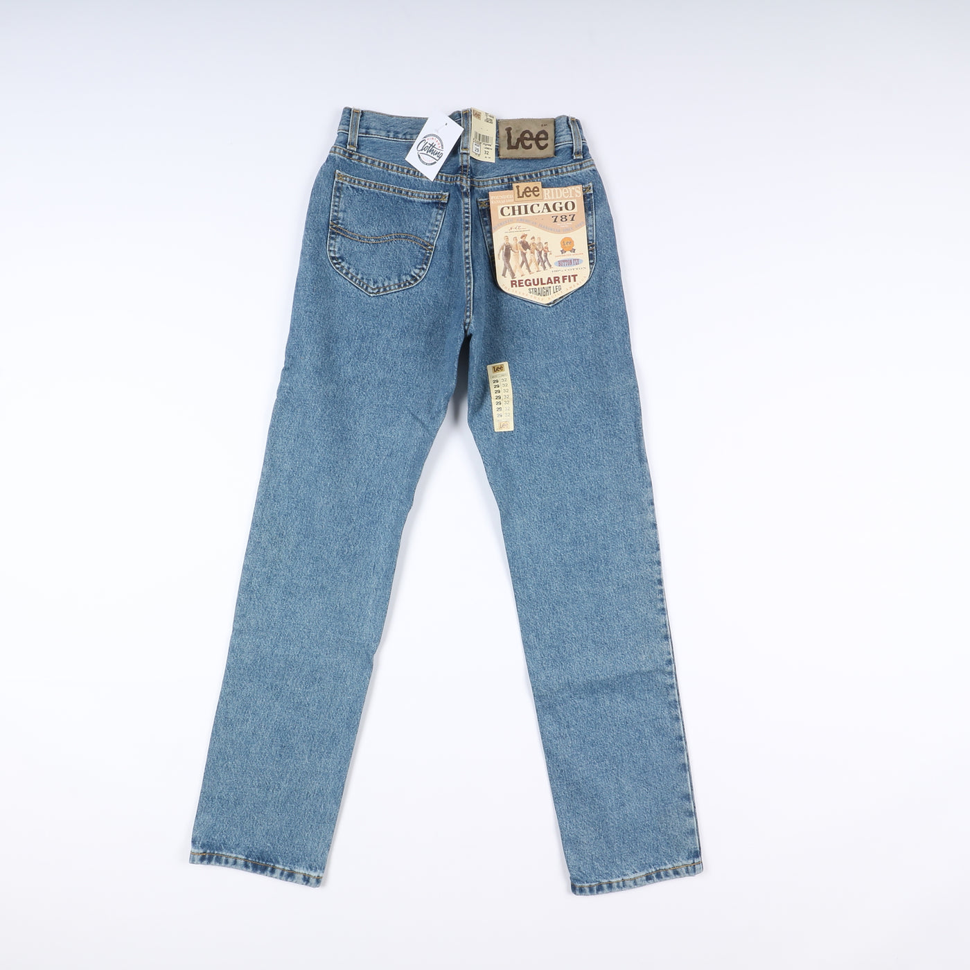 Lee Chicago Stonewash W29 L32 Denim Unisex Vita Alta Dead Stock w/Tags