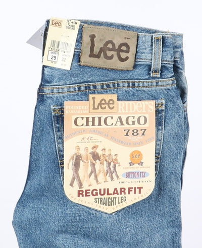 Lee Chicago Stonewash W29 L32 Denim Unisex Vita Alta Dead Stock w/Tags