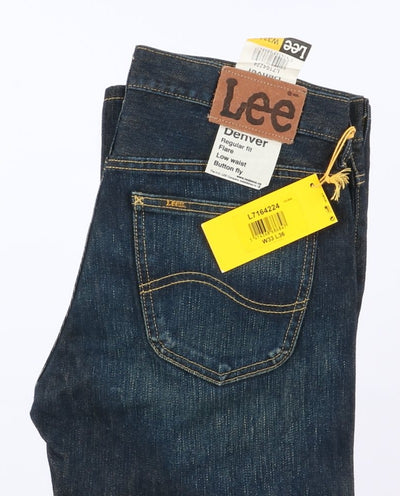 Lee Denver Flare Boot Cut W33 L36 Denim Unisex Vita Alta Nuovo Dead Stock w/Tags
