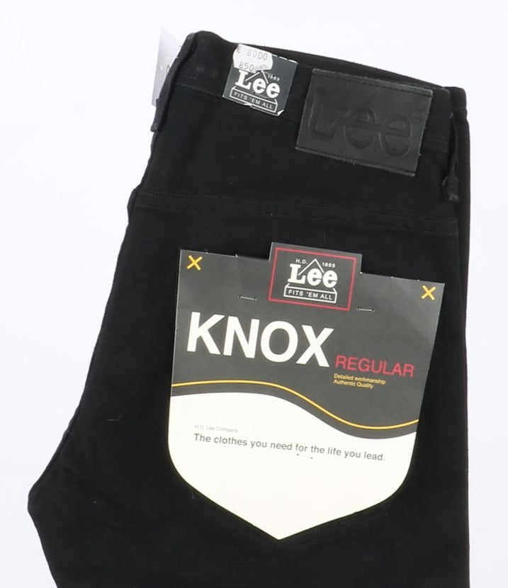 Lee Knox Regular W29 L34 Nero Uomo Vita Alta Nuovo Dead Stock w/Tags