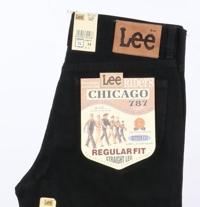 Lee Chicago Washed W31 L34 Nero Unisex Vita Alta Dead Stock w/Tags