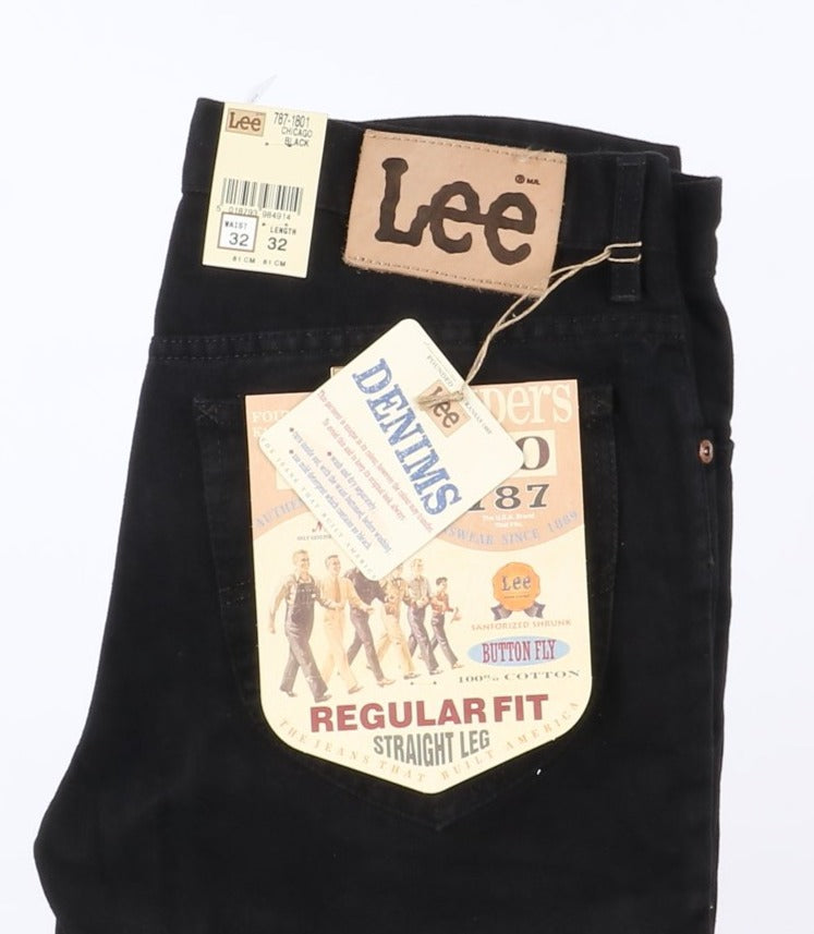 Lee Chicago Black W32 L32 Nero Unisex Vita Alta Dead Stock w/Tags