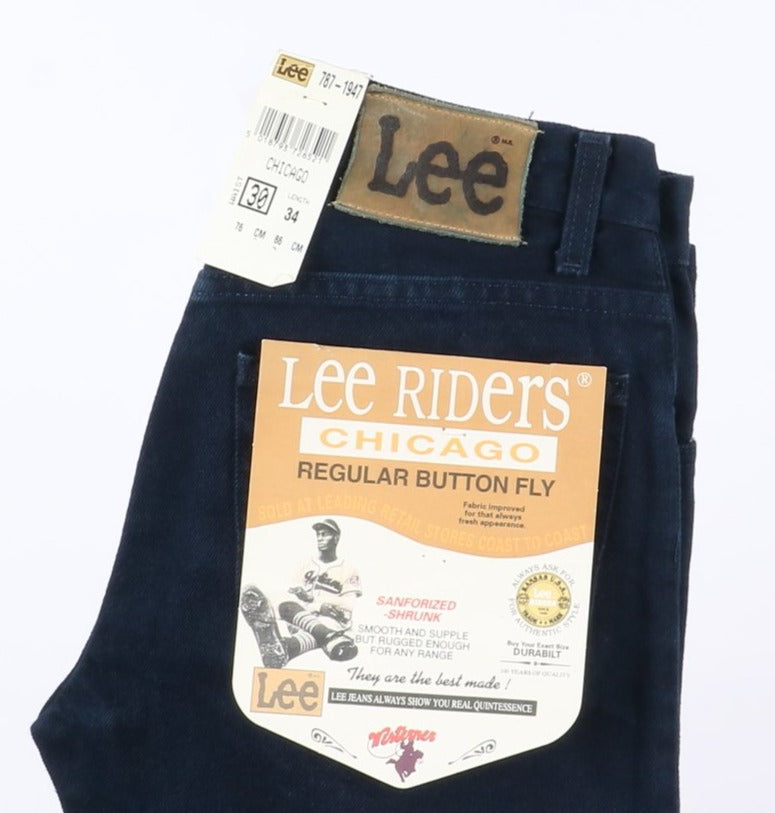 Lee Chicago W30 L34 Blu Uomo Vita Alta Dead Stock w/Tags