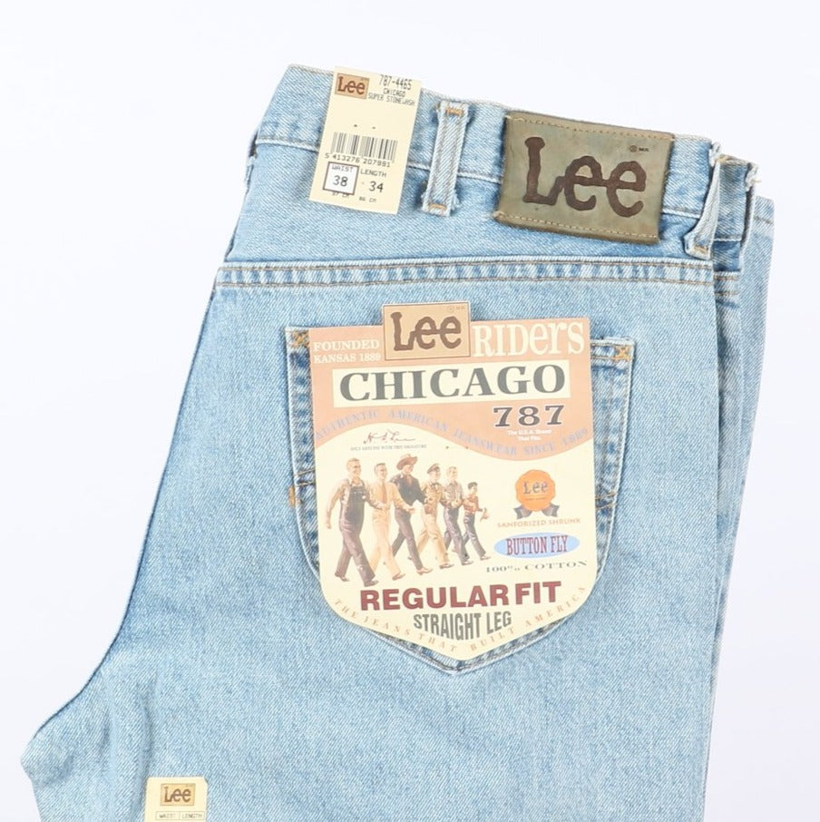 Lee Chicago Super Stone Wash W38 L34 Denim Uomo Vita Alta Dead Stock w/Tags