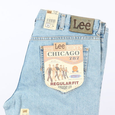 Lee Chicago Super Stone Wash W38 L34 Denim Uomo Vita Alta Dead Stock w/Tags
