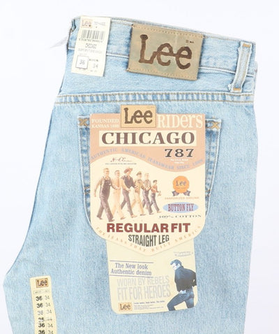 Lee Chicago Super Stone Wash W36 L34 Denim Uomo Vita Alta Dead Stock w/Tags