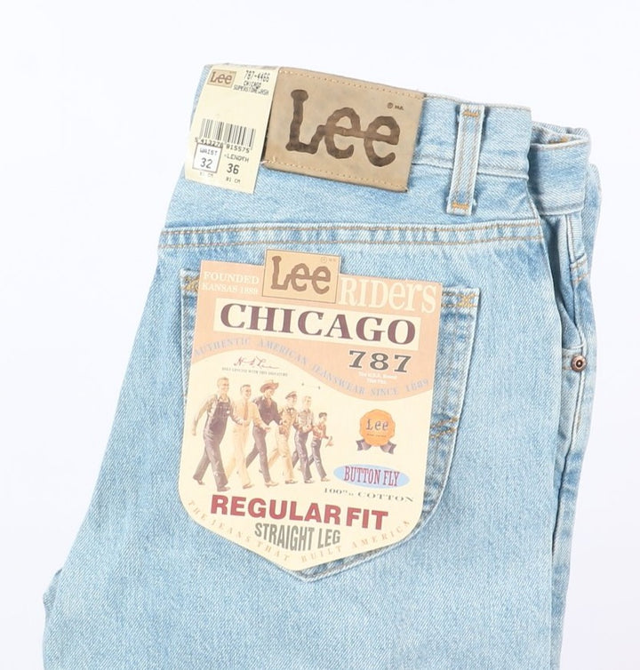 Lee Chicago Super Stone Wash W32 L36 Denim Unisex Vita Alta Dead Stock w/Tags