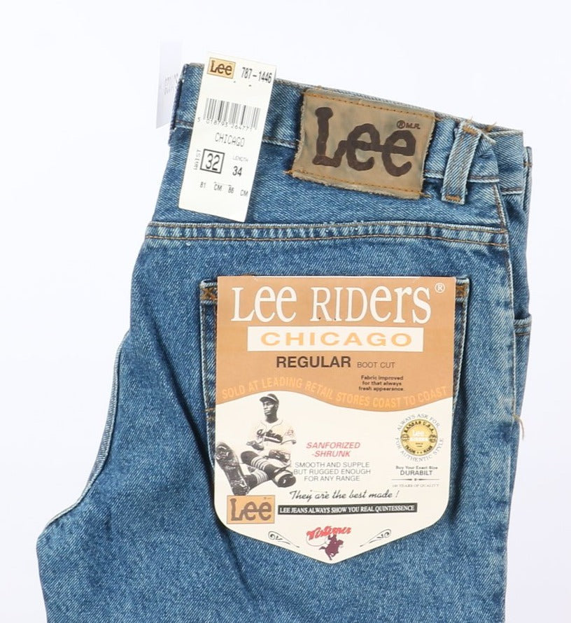 Lee Chicago W32 L34 Denim Unisex Vita Alta Dead Stock w/Tags