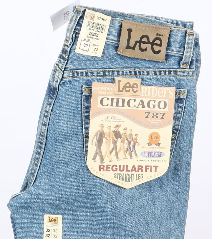 Lee Chicago Stone Wash W32 L32 Denim Unisex Vita Alta Dead Stock w/Tags