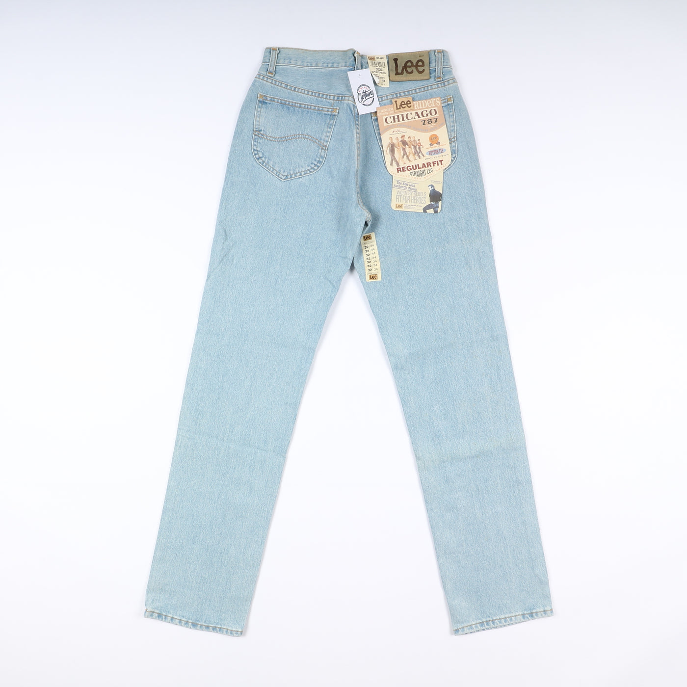Lee Chicago Super Stone Wash W32 L34 Denim Unisex Vita Alta Dead Stock w/Tags