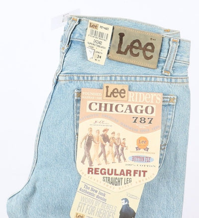 Lee Chicago Super Stone Wash W32 L34 Denim Unisex Vita Alta Dead Stock w/Tags