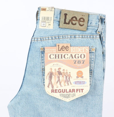 Lee Chicago Super Stone Wash W32 L34 Denim Unisex Vita Alta Dead Stock w/Tags