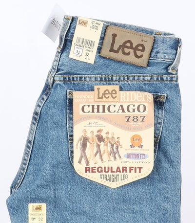 Lee Chicago Super Stone Wash W31 L32 Denim Unisex Vita Alta Dead Stock w/Tags