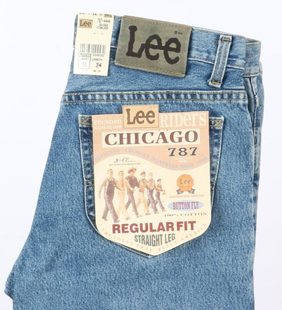 Lee Chicago Super Stone Wash W31 L34 Denim Unisex Vita Alta Dead Stock w/Tags