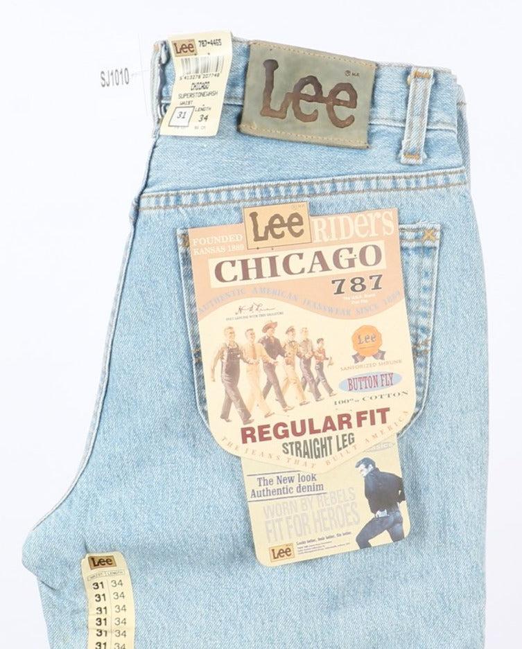 Lee Chicago Super Stone Wash W31 L34 Denim Unisex Vita Alta Dead Stock w/Tags