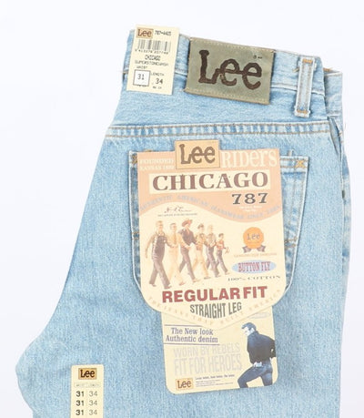 Lee Chicago Super Stone Wash W31 L34 Denim Unisex Vita Alta Dead Stock w/Tags