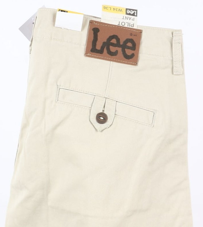 Lee Pilot Pant W34 L36 Beige Uomo Vita Alta Nuovo Dead Stock w/Tags