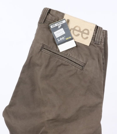Lee Zed Chino Slim W29 L34 Marrone Uomo Vita Alta Nuovo Dead Stock w/Tags