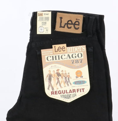 Lee Chicago Washed W32 L32 Nero Unisex Vita Alta Dead Stock w/Tags