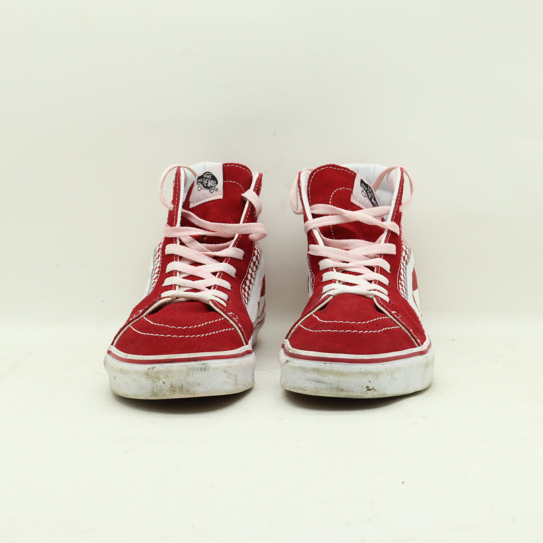 Scarpe Rosse Alte Vans SK8 Hi Scarpe Rosse A Scacchi Eu Unisex