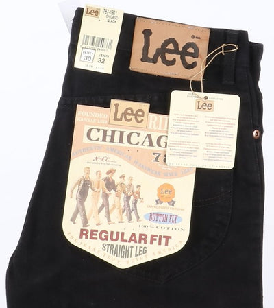 Lee Chicago Black W30 L32 Nero Unisex Vita Alta Dead Stock w/Tags
