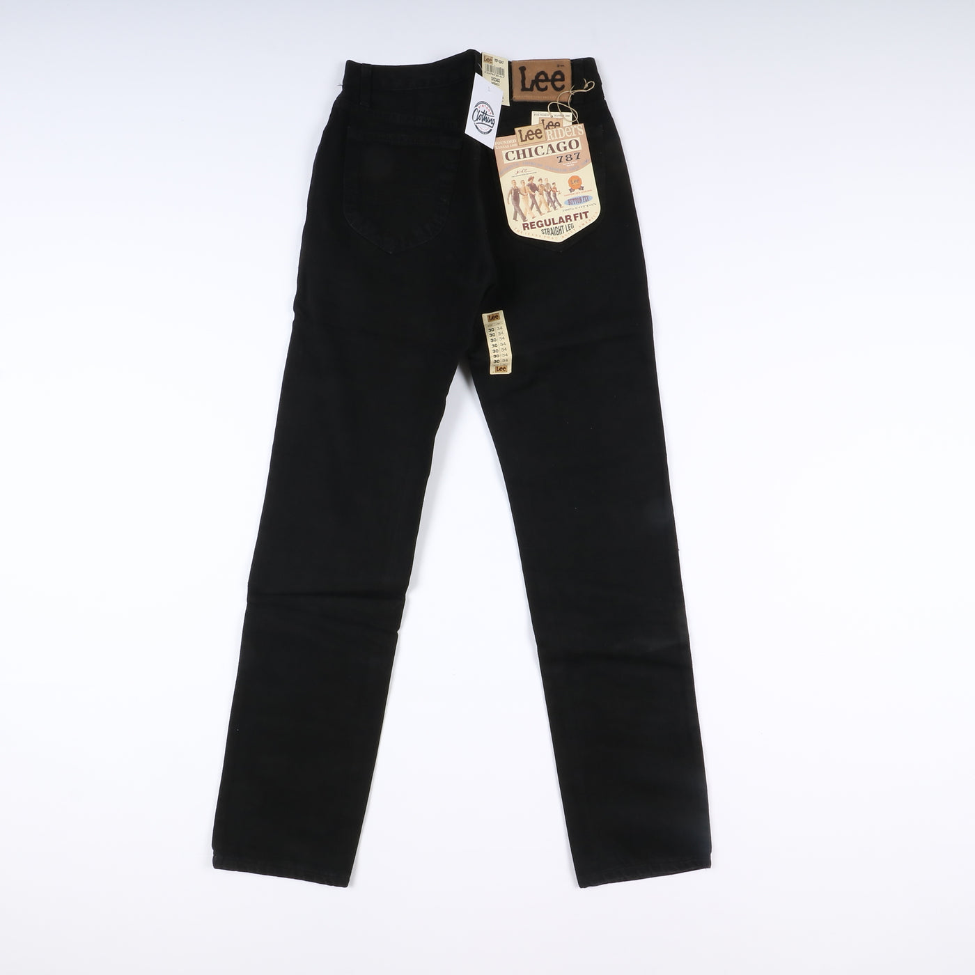 Lee Chicago Black W30 L34 Nero Unisex Vita Alta Dead Stock w/Tags