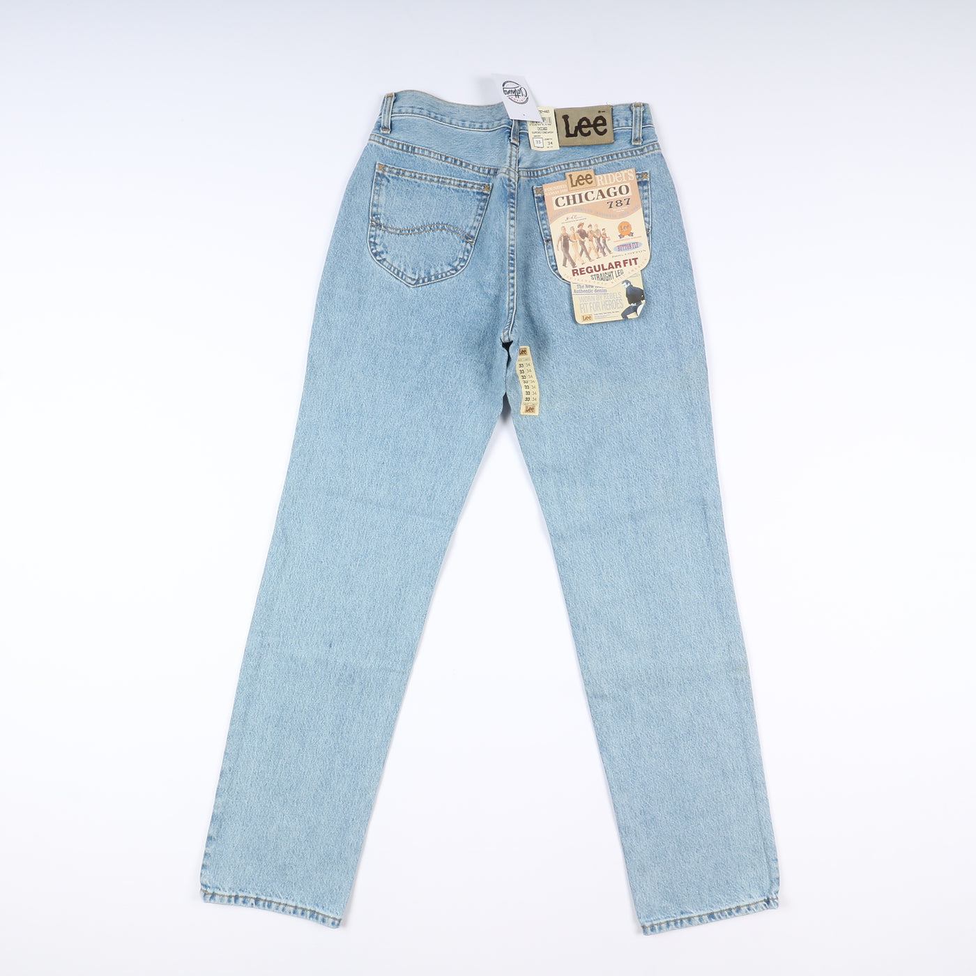 Lee Chiacago Super Stone Wash W33 L34 Denim Unisex Vita Alta Dead Stock con Cartellino