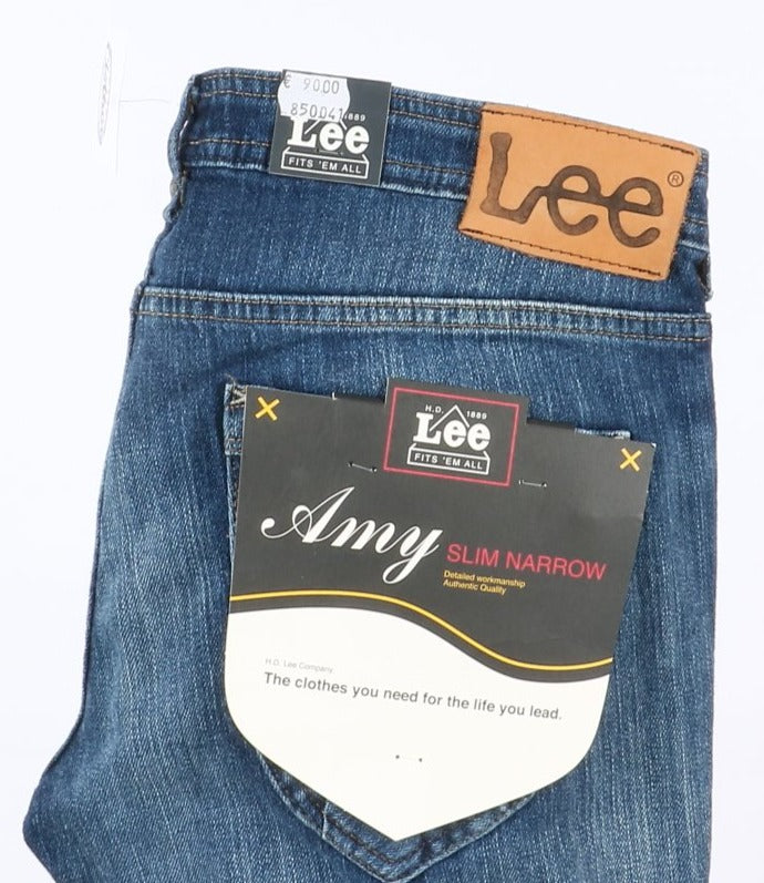 Lee Amy Zip Slim Narrow W30 L33 Denim Donna Vita Media Dead Stock w/Tags