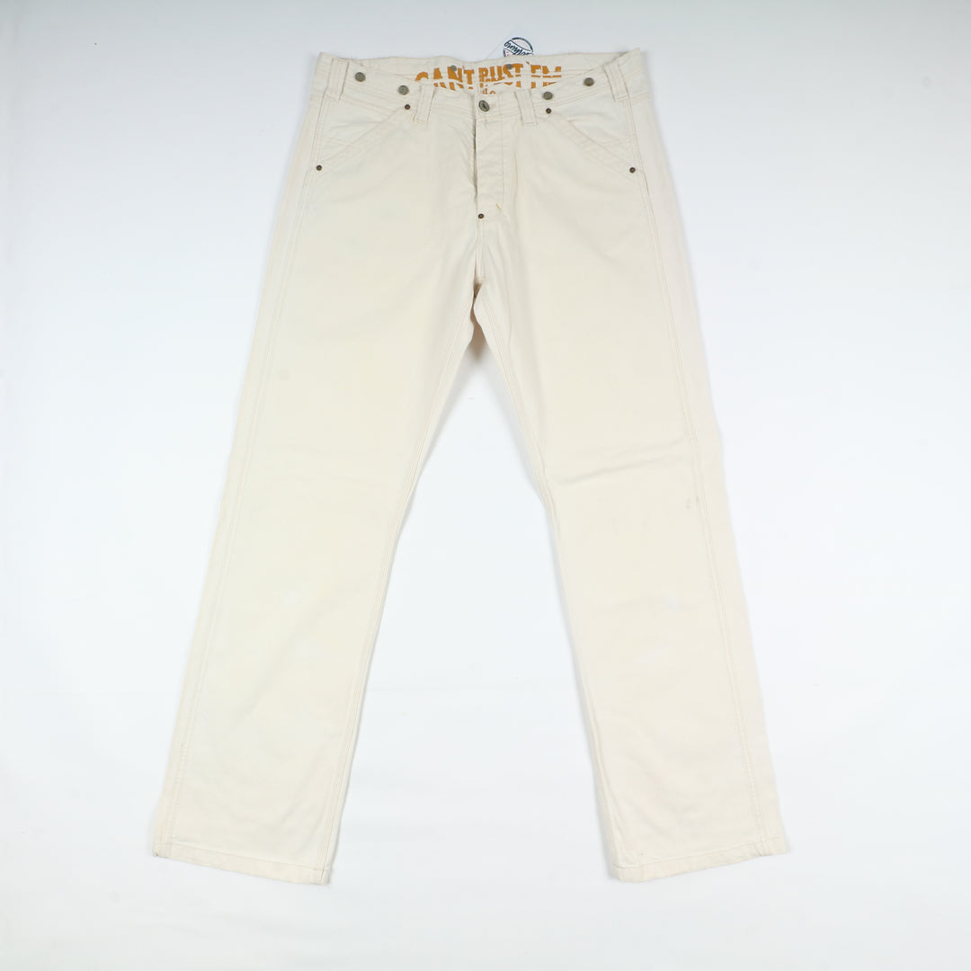 Lee Waist Overall Work Jeans Bianco W38 L36 Uomo