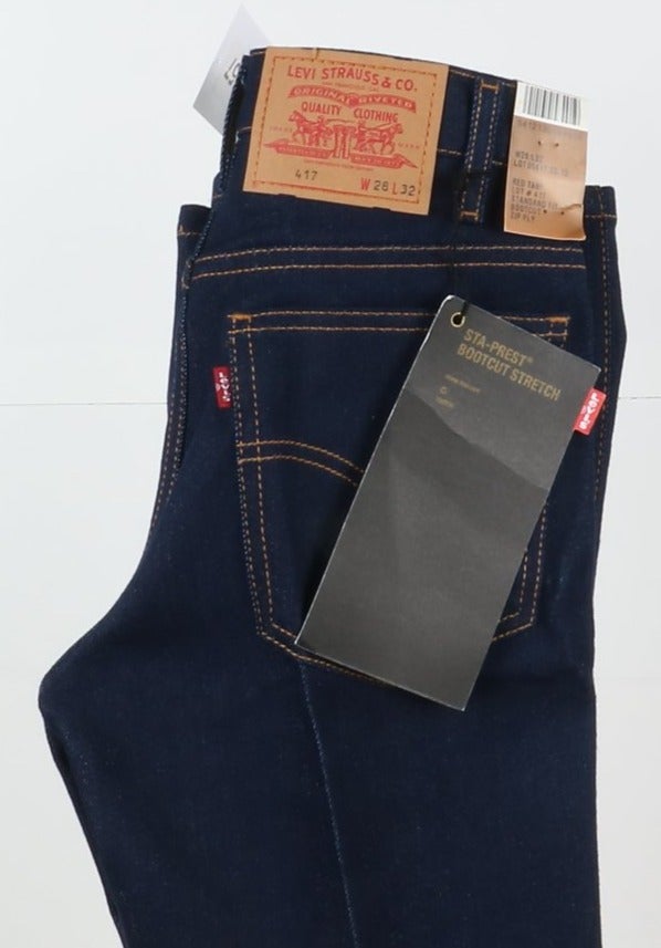 Levi's 417 Sta Prest Bootcut Jeans W28 L32 Denim Unisex Vita Alta Dead Stock* w/Tags