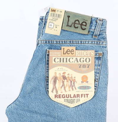 Lee Chicago W30 L34 Denim Unisex Vita Alta Dead Stock w/Tags