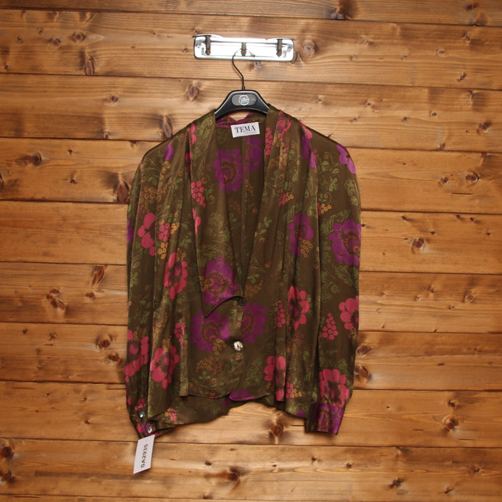 Tema Pret-a-Porter Giacca Vintage 60/70' Verde Floreale Taglia 46 Donna